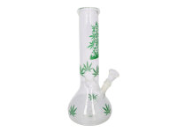 Glasbong Kugel "Hanfblatt grün" transp.,...