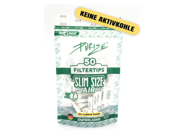 PURIZE, Slim Size Air 7mm, 50 Filters, ohne Aktivkohle