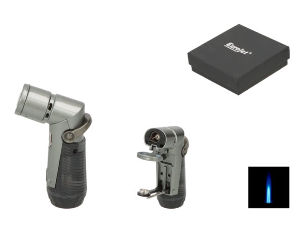 Zigarrenfeuerzeug "Eurojet" silberfarben matt, Jet-Flame, mit Bohrer und Dorn