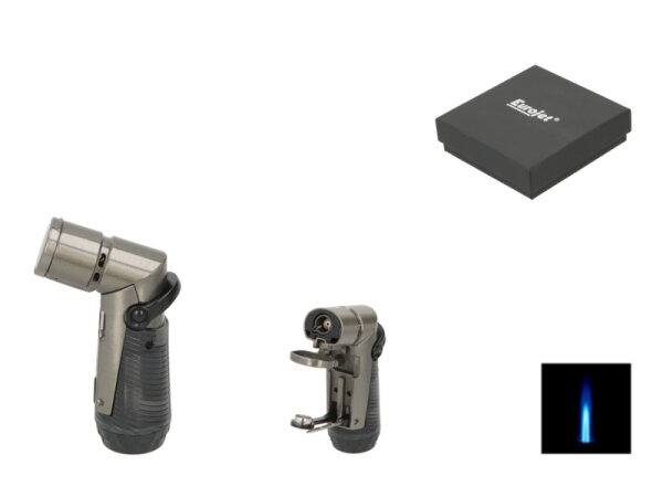 Zigarrenfeuerzeug "Eurojet" anthrazit matt, Jet-Flame, mit Bohrer und Dorn