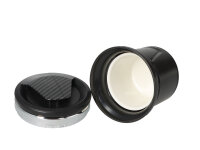 Autoaschenbecher "Schwarz/Silber" Carbonoptik mit LED + Gluttöter, Ø 7,5 / 8 cm H.10cm