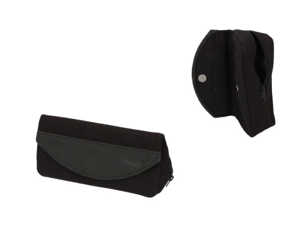 Pfeifentasche Leinen 1er, schwarz mit Kautschuk