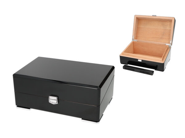 Humidor schwarz Hochglanz, 23,7x15,5x10,2cm, ohne Hygrometer