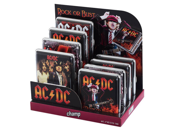 Zigarettenetuis "AC/DC", für 20 Zig., mit Gummiband, 4-fach sortiert 12er Display