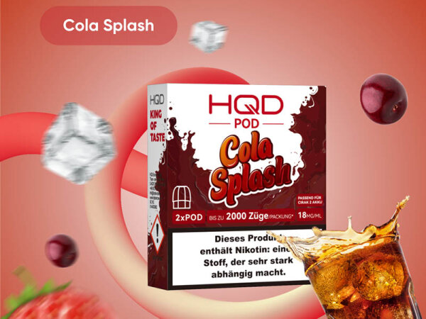 HQD Cirak 2 Pod - Cola Splash (Cola) - 18mg - 1000 Züge - 2er Set