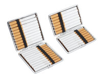 Zigarettenetuis "GROOVED", 2 Gr., 3 Farb.., mit Gummiband, 12er Display