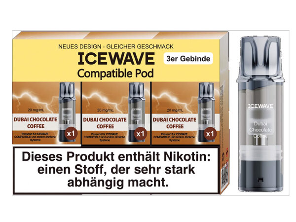 ICEWAVE 3 in 1 Pod - Dubai Chocolate Coffeee) - 20mg - 3er Set