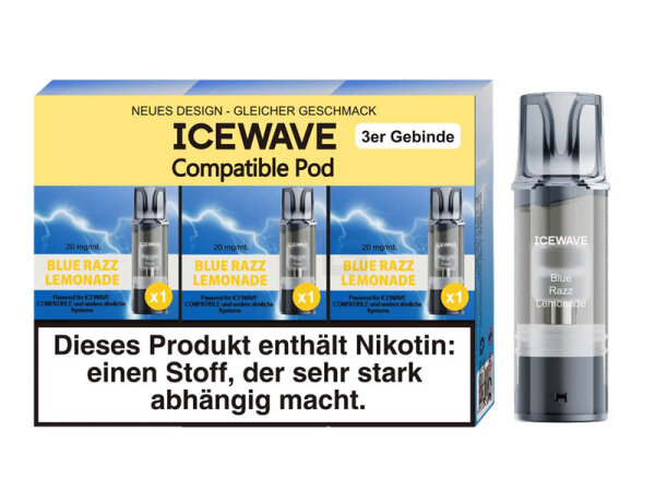 ICEWAVE 3 in 1 Pod - Blue Razz Lemonade (Himbeerlimonade) - 20mg - 3er Set