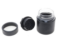 Grinder "Schwarz" Aluminium mit Glas, 4-tlg.; &Oslash; 45 mm; Ma&szlig;e 10 cm x 7 cm