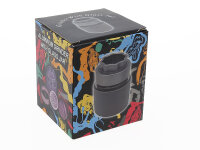 Grinder "Schwarz" Aluminium mit Glas, 4-tlg.; &Oslash; 45 mm; Ma&szlig;e 10 cm x 7 cm