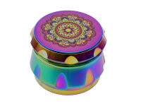 Grinder "Mandala"; regenbogenfarbig; 4-tlg.; 6-fach sort.; &Oslash; 45 mm; H&ouml;he: 3,9 cm, einzeln