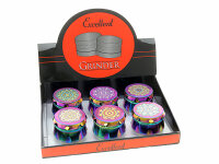 Grinder "Mandala"; regenbogenfarbig; 4-tlg.; 6-fach sort.; &Oslash; 45 mm; H&ouml;he: 3,9 cm, einzeln