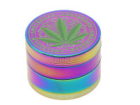 Grinder "Hanfblatt"; regenbogenfarbig; 4-tlg.;...