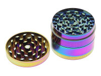 Grinder "Hanfblatt"; regenbogenfarbig; 4-tlg.; 6-fach sort.; &Oslash; 45 mm; H&ouml;he: 3,7 cm, einzeln