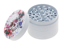 Grinder "Skull" wei&szlig;; 6-fach sort.;  4-tlg.; &Oslash; 46 mm; H&ouml;he 3,7 cm