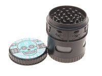 Grinder "Skull" schwarz; 4-tlg.; 6-fach sort.; &Oslash; 50 mm; H&ouml;he: 6,5 cm; einzeln