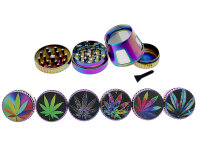 Grinder "Hanfblatt" regenbogenfarbig; 4-tlg.;...
