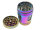 Grinder "Hanfblatt" regenbogenfarbig; 4-tlg.; 6-fach sort. mit Sichtfenster; &Oslash; 45 mm; H&ouml;he : 6,4 cm; einzeln