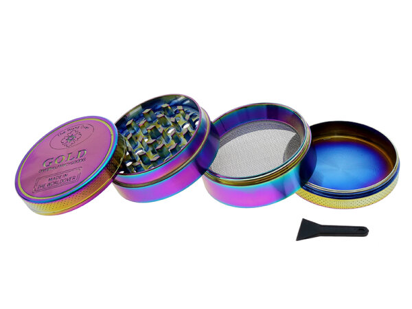 Grinder "Gold" regenbogenfarbig; 4-tlg.; &Oslash; 45 mm; H&ouml;he 3,6 cm