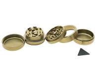 Grinder "Deluxe S" 5-tlg. mit 2 versch. Schneidebl&ouml;cke; gold, &Oslash; 50 mm; H&ouml;he 5,5 cm
