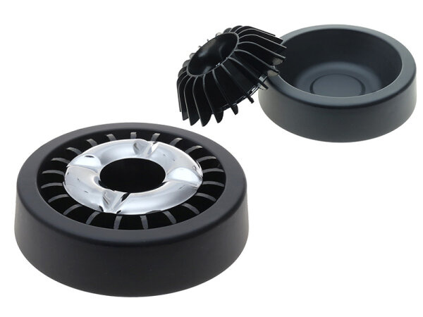 Aschenbecher "Lamelle" schwarz; &Oslash; 11 cm; H&ouml;he 5 cm