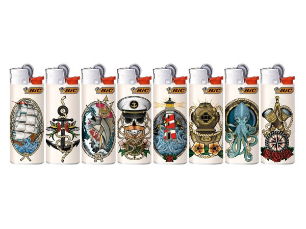 BIC Mini J25 Reibrad Feuerzeuge "Sailor", 50er Display