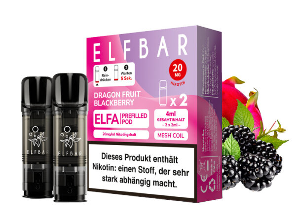 ELFBAR ELFA Prefilled Pod - Dragon Fruit Blackberry (Drachenfrucht, Brombeere) - 20mg - 2er Set
