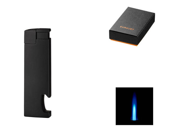 Sturmfeuerzeug "Schwarz", Jet-Flamme, mit Flaschen&ouml;ffner