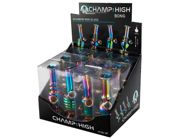Glasbong"Mini Rainbow", 12,5cm, 4-fach sortiert, 12er Display