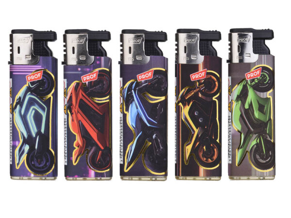 Sturmfeuerzeuge "MOTORBIKE SLIDECAP", Turboflamme, 5-fach sortiert, 50er Display