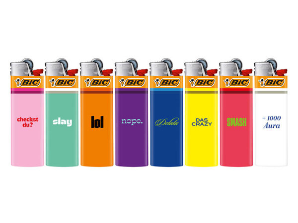 BIC Maxi J26 "Jugendwort" Reibrad Feuerzeuge, 50er Display