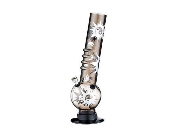 Acrylbong "YingYang" Kugel transparent schwarz/wei&szlig;, Metallchillum, H&ouml;he 32cm