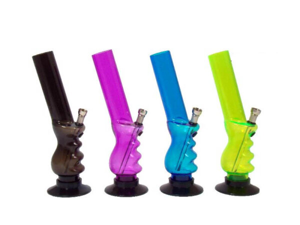 Acrylbong "Welle" Unifarben., Metallchillum, H&ouml;he 25cm, 4er Set