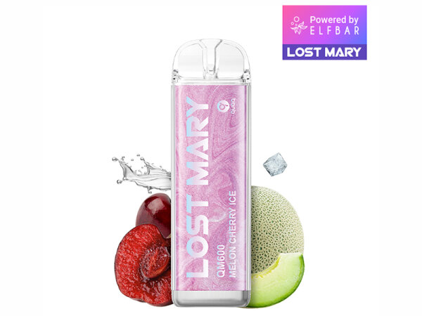 Lost Mary QM600 Crystal Edition - Melon Cherry Ice (Melonen, Kirsch, Eis) - Vape - 20mg - 600 Z&uuml;ge