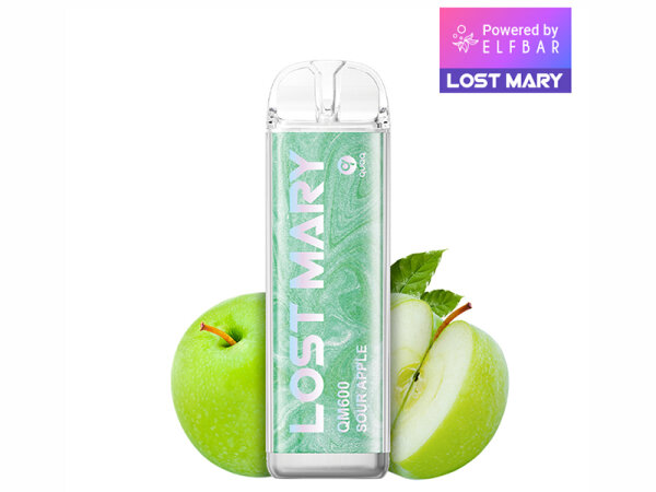 Lost Mary QM600 Crystal Edition - Sour Apple (Saurer Apfel) - Vape - 20mg - 600 Z&uuml;ge