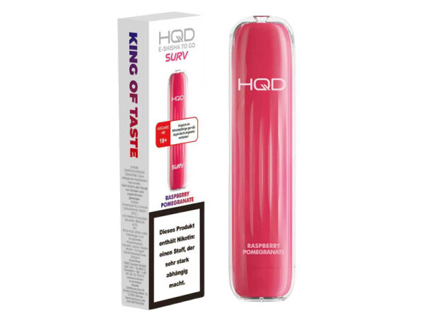 HQD SURV - Raspberry Pomegranate (Himbeere, Granatapfel) - Einweg Vape - 18 mg - 600 Z&uuml;ge