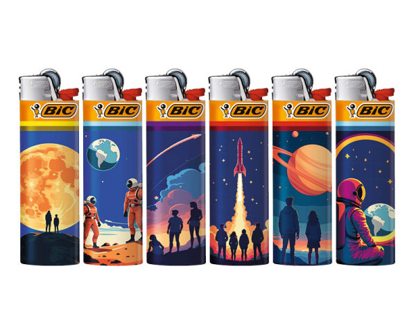 BIC Maxi J26 "Eyes to the sky" Reibrad Feuerzeuge, 50er Display