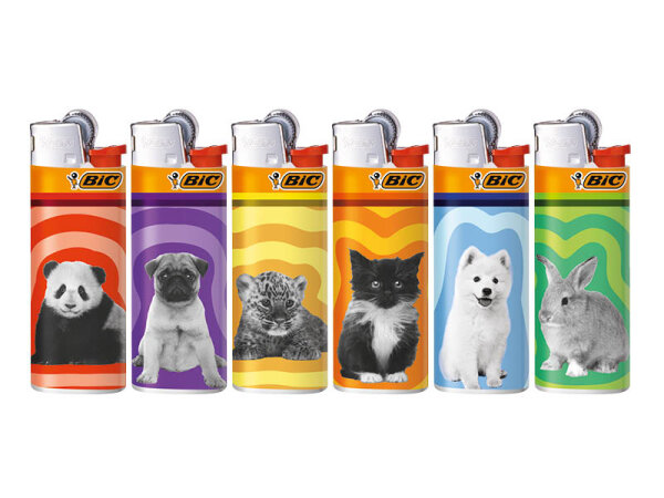 BIC Mini J25 Reibrad Feuerzeuge "Baby Animals", 50er Display