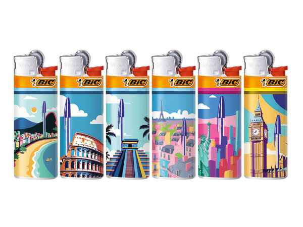BIC Mini J25 Reibrad Feuerzeuge "Monumental", 50er Display