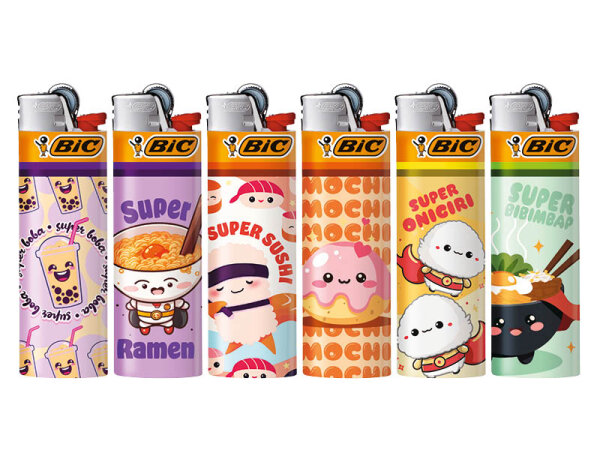 BIC Maxi J26 "Food heroes" Reibrad Feuerzeuge, 50er Display