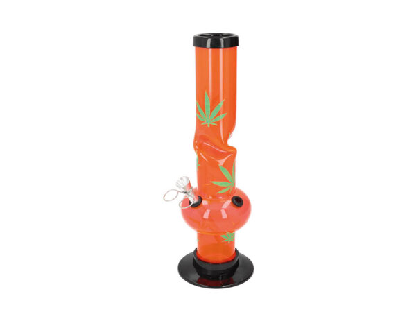 Acrylbong "Boss" neonfarben/Hanf gr&uuml;n, H&ouml;he 32cm, Metallchillum