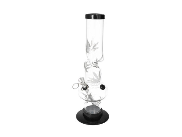 Acrylbong "Boss" transparent/Hanf silberfb., H&ouml;he 32cm, Metallchillum