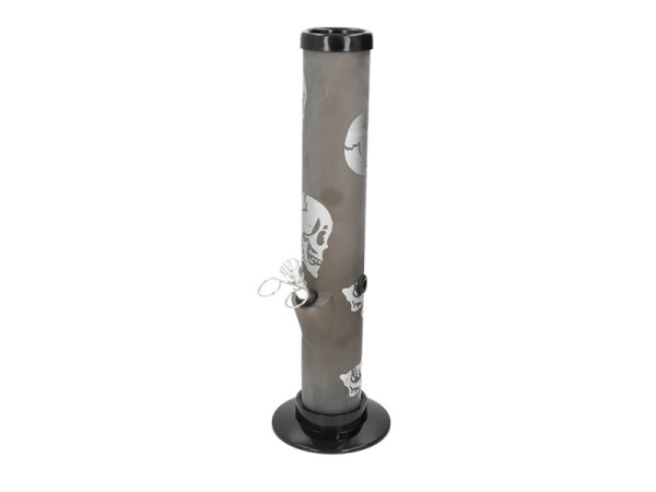 Acrylbong "Boss" anthrazit/Totenkopf silberfb., H&ouml;he 32cm, Metallchillum