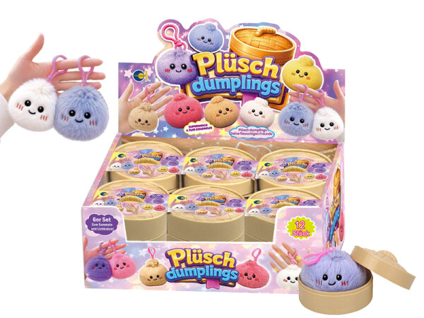Dumplings Pl&uuml;sch "flauschige Freunde"; 5,5 cm; 6-fach sort.; 12er Display