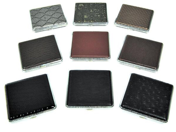 Zigarettenetui "Design-Gemischt" für 20 Zig., mit Gummiband, 12er Display